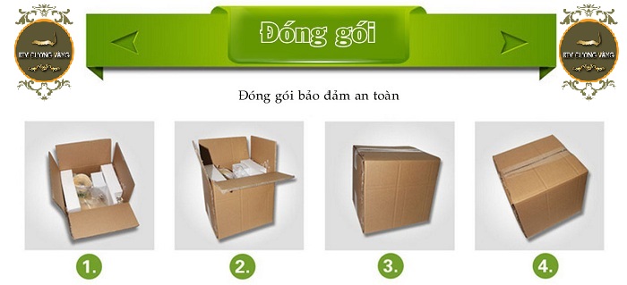 Quy trình đóng gói sản phẩm giao hàng tại Kim Cương Vàng chia làm 4 bước