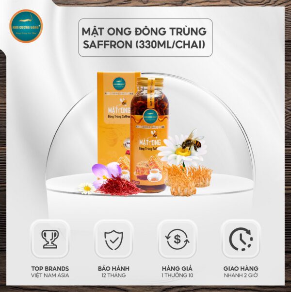 Mật ong đông trùng hạ thảo saffron Kim Cương Vàng