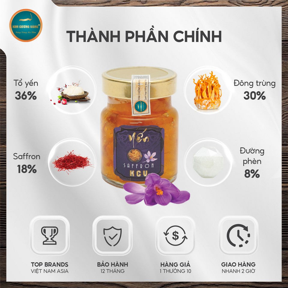 Yến Saffron đông trùng hạ thảo Kim Cương Vàng